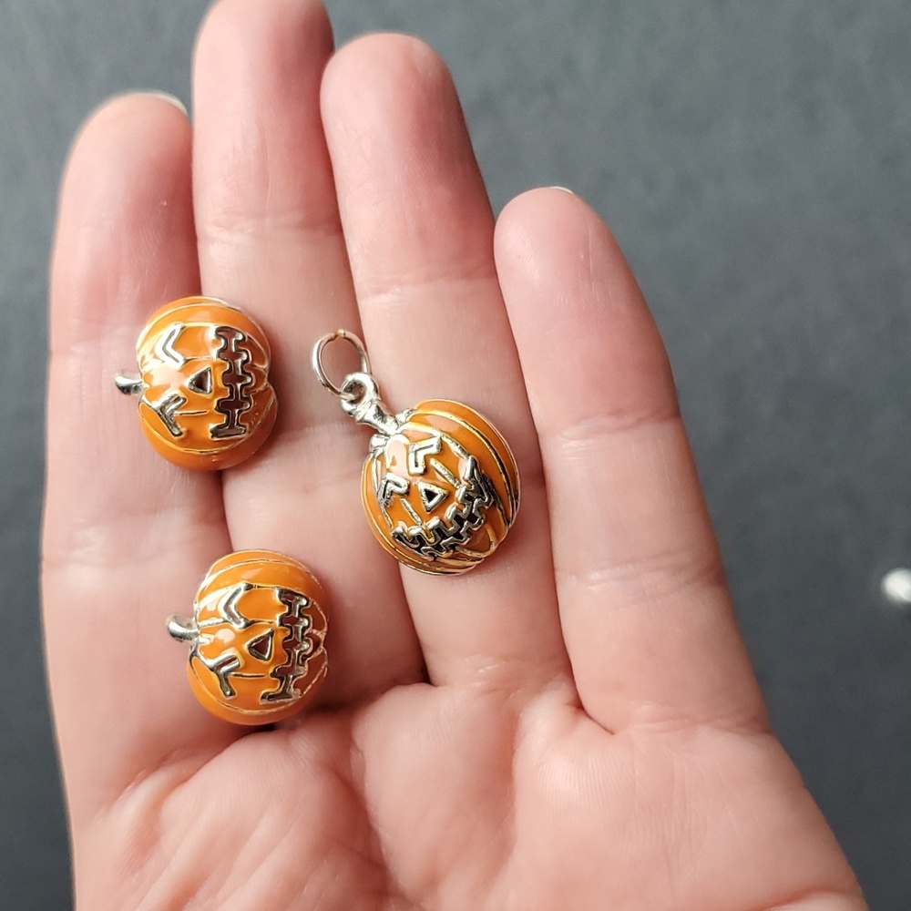 Helloween Pumpkin earrings pendant set